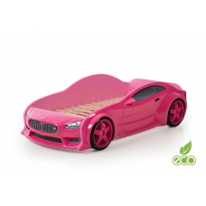 Кровать-машинка объемная (3d) EVO "БМВ" розовый