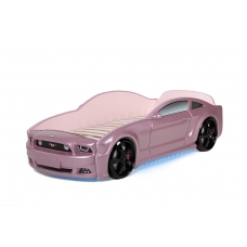 Кровать-машина "Мустанг" 3D (объемная пластиковая) розовый металлик